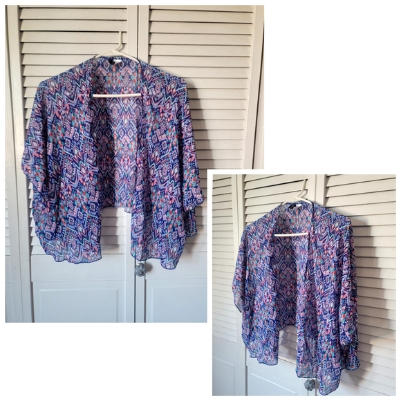 DIVIDED Patterned Short Kimono or Swim Cover Up, Size S - Picture 1 of 5